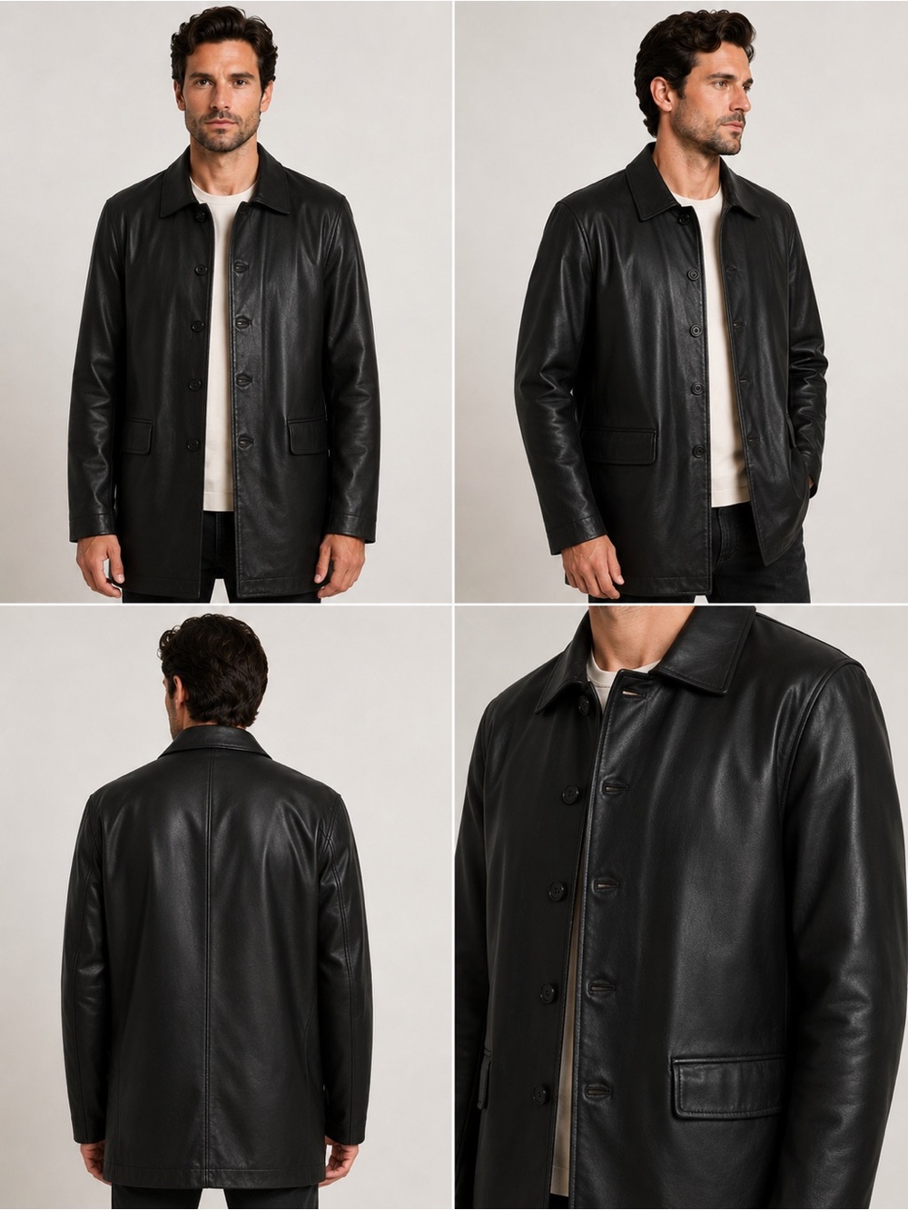 Men’s Black Leather Jacket. Size XL.